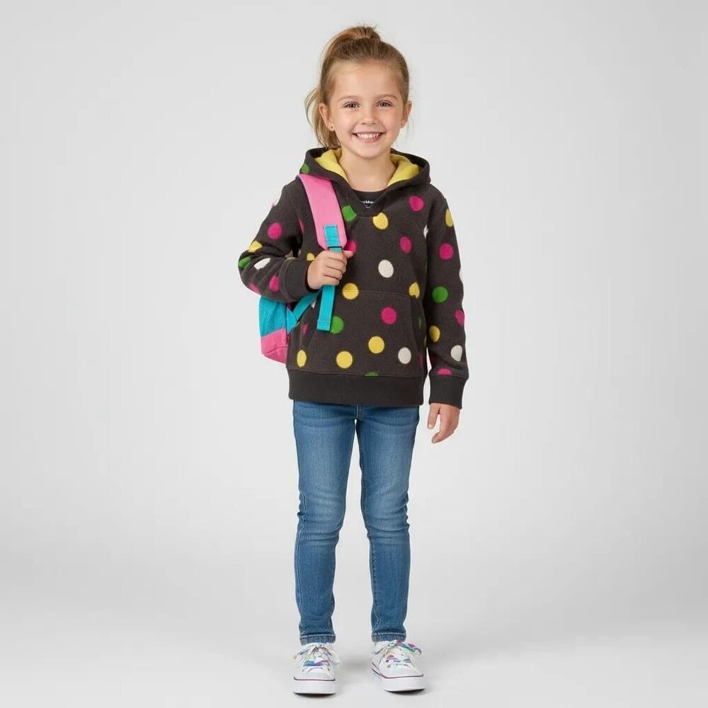Gymboree Kids Girl's Microfleece Polka Dot Pullover Hoodie Size XS (3-4)